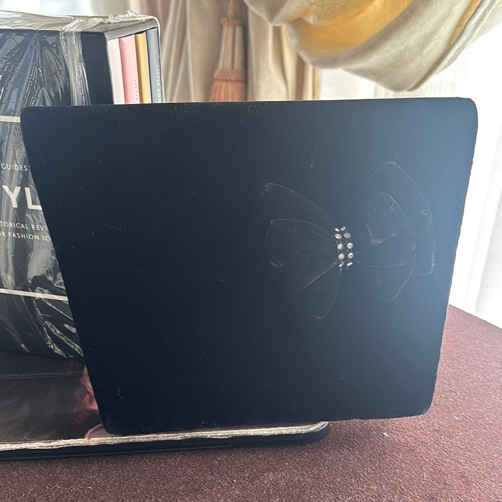 EUC Black Velvet Clutch with Bow Accent